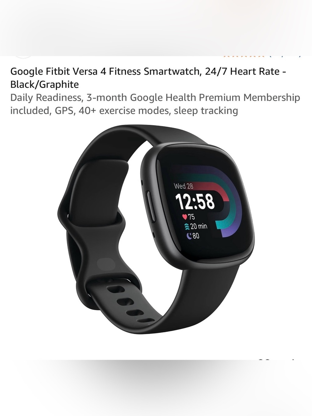 fitbit Versa 4 Smartwatch - Black/Graphite